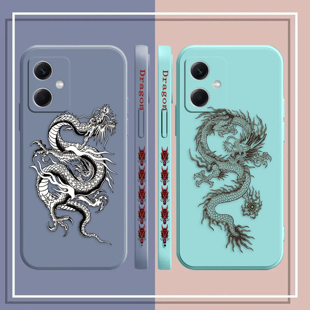 Chinese Dragon Pen Drawing Phone Case For Redmi Note 12 12S 11 11T 11E 11R 11S 10 8 PRO PLUS 4G 5G Silicone Case Fundas Shell