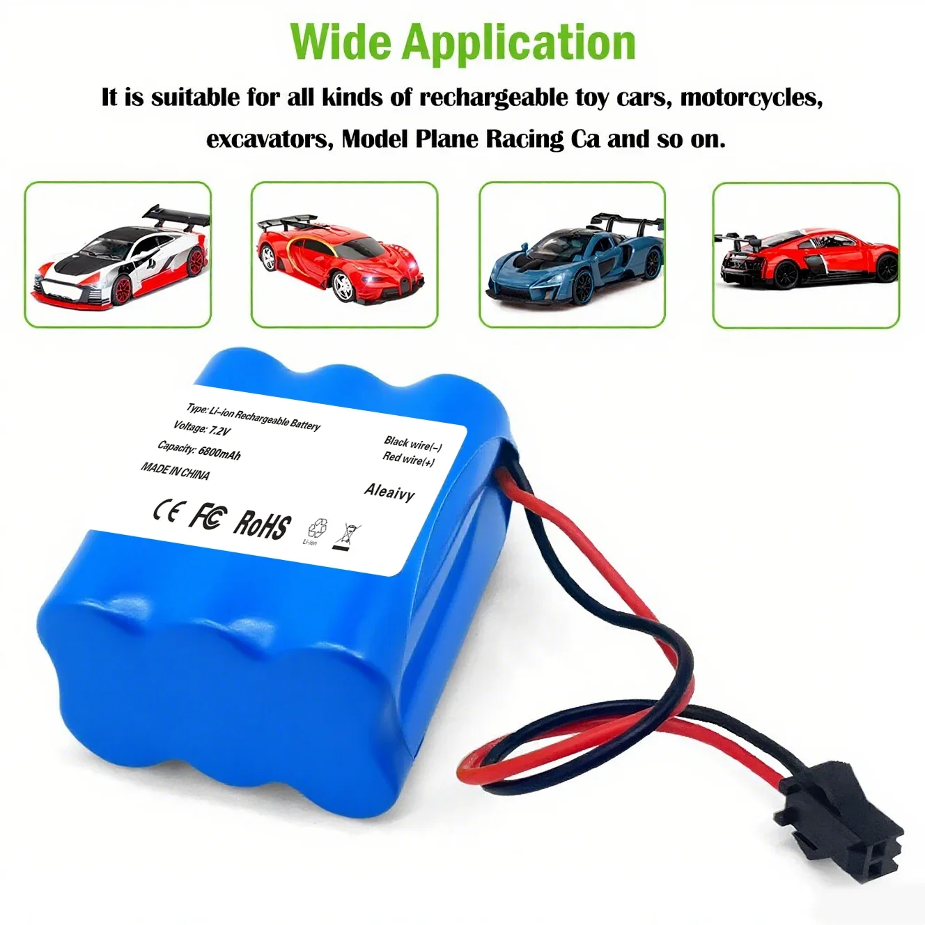 

High Capacity 7.2V 6800mAh 2S3P Lithium Ion Battery Rechargeable Pack for RC Car Boat Remote Control Model Emergency Lamp