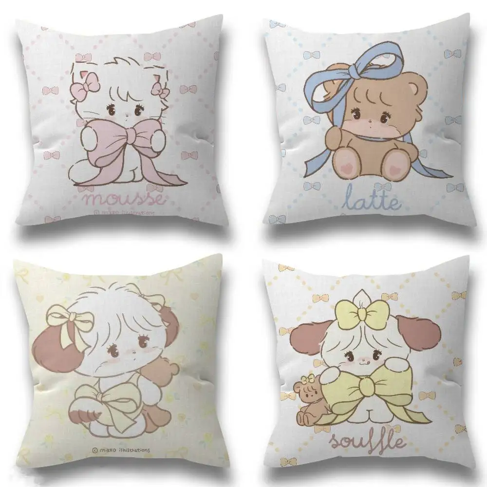 Office Cushion Pillowcase Car Cushion Cover45X45CM Lumbar Pillowcase Sofa Pillowcover Cute M-Mikko I-Illustrations