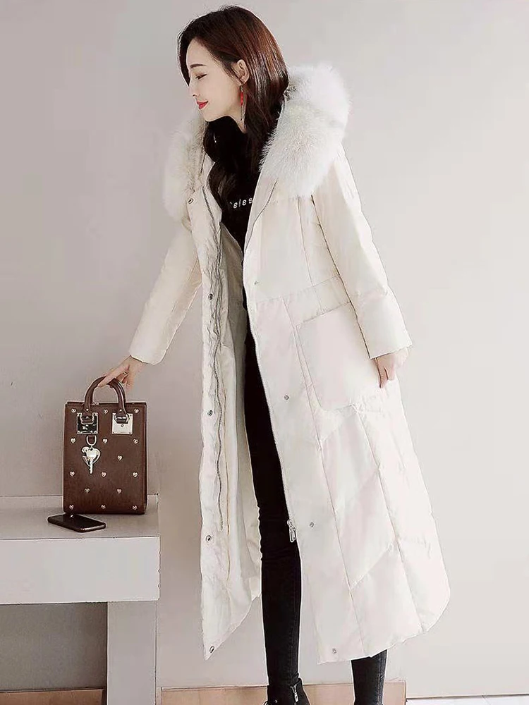 Long Warm Faux Fur Hooded Parkas Chaquetas Winter Chic Cotton Padded Winter Cold Overcoat Jaquetas Quilted Abrigos Chaquetas New