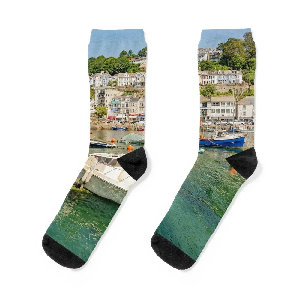 

East Looe River at high tide - Looe, Cornwall, UK. Socks christmass gift custom sports cute Mens Socks Women's