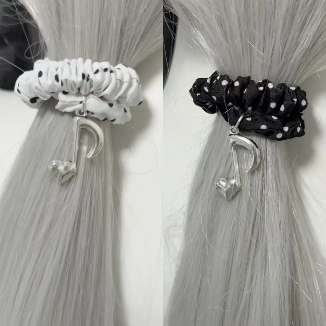 

Music notes multifunctional cute sweet girl fabric black and white polka dot hair accessory headband