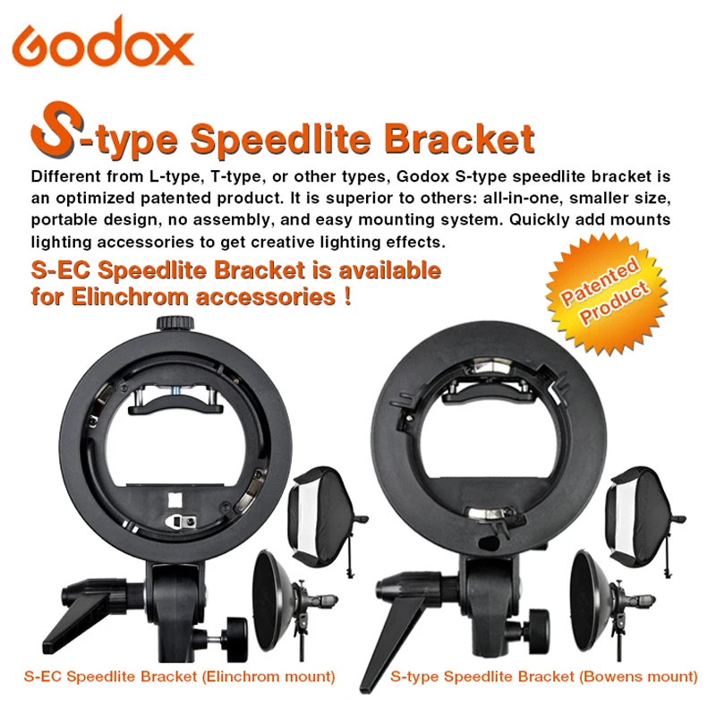 GODOX 40/50/60/80ซม.Softbox กับ S Type Stable Elinchrom / Bowens Mount แฟลชวงเล็บ Mount Foldable Softbox Kit