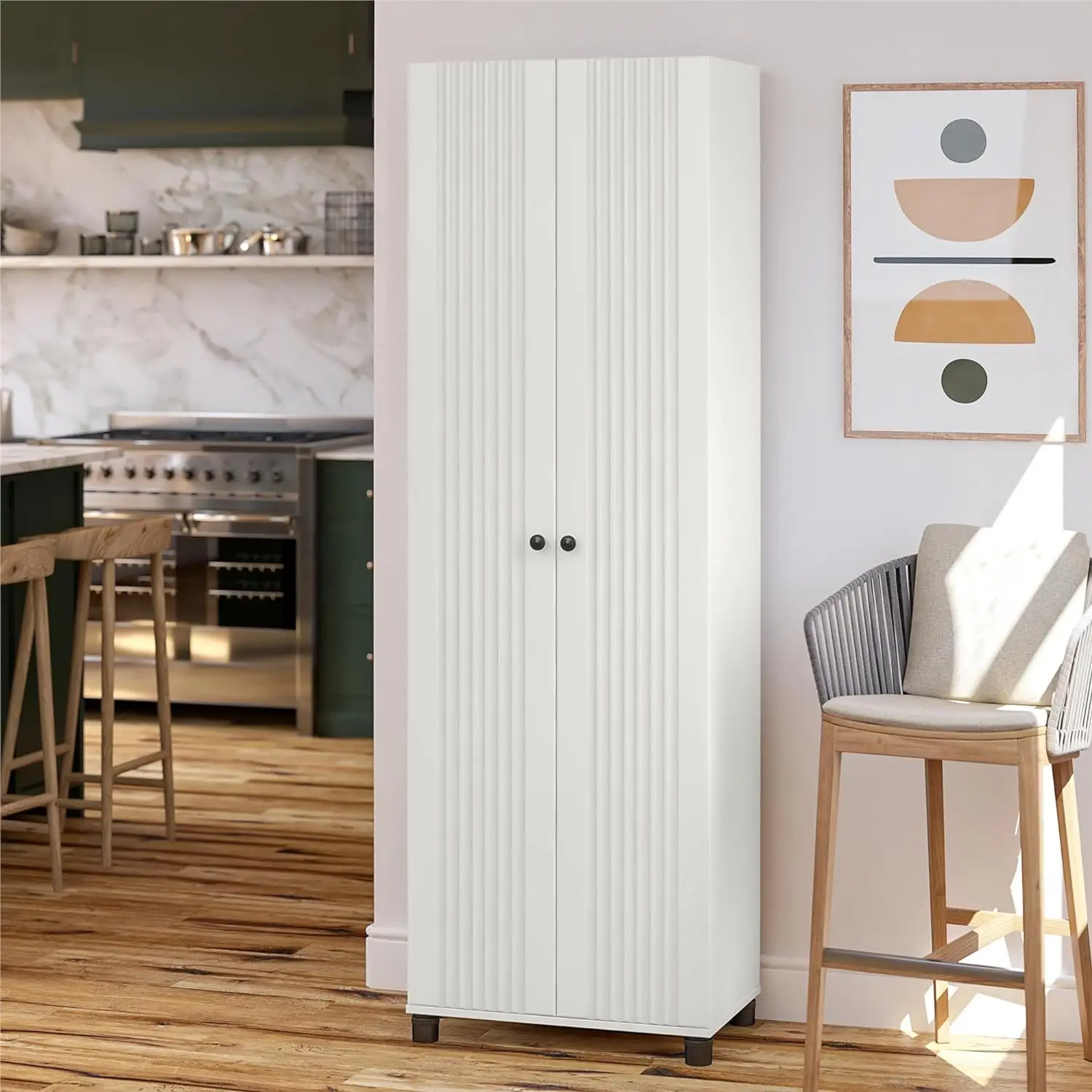 SystemBuild Evolution Kendall 24" Wide 2 Door Storage Cabinet, Fluted White