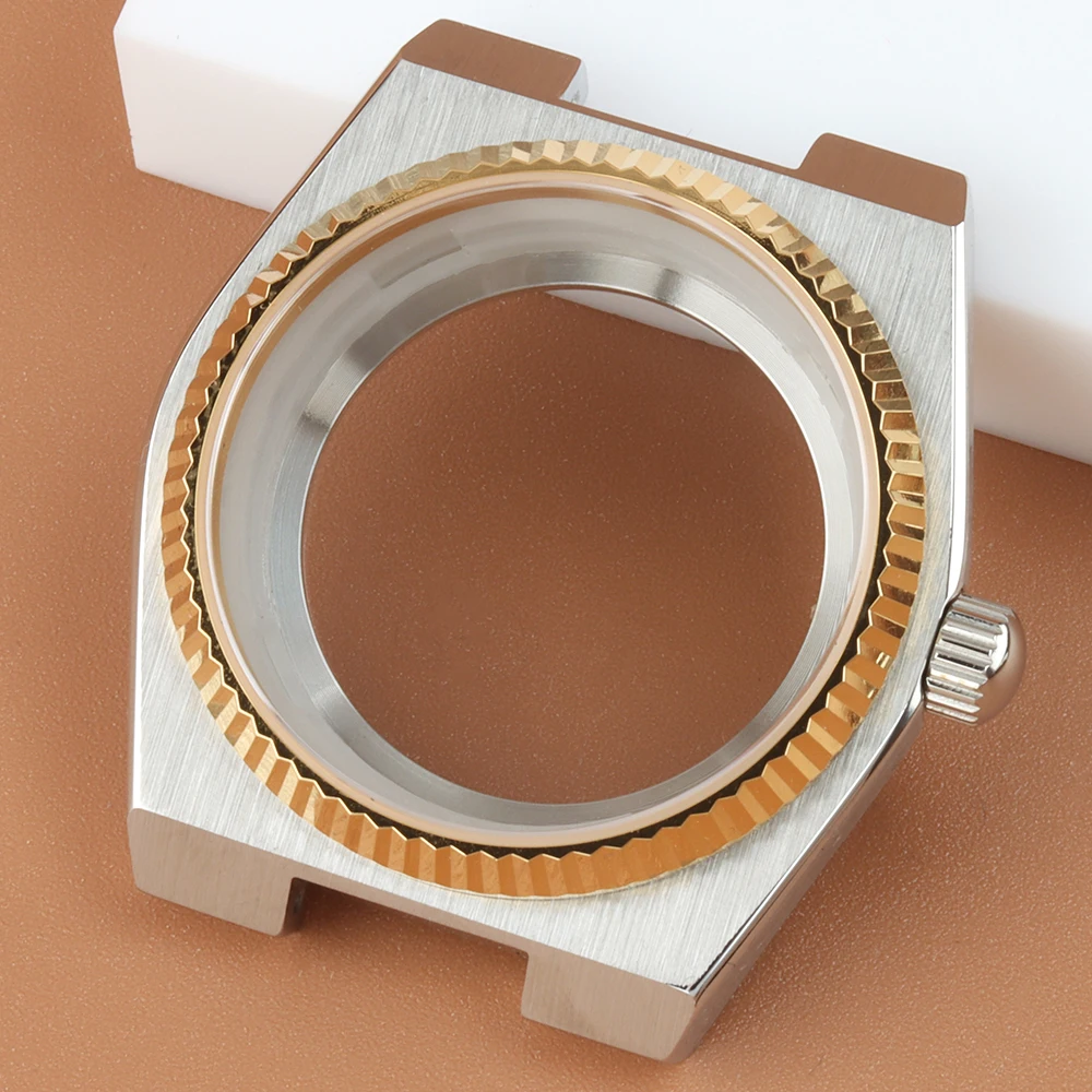 

Gold 40MM For Super Player Case Bracelet Stainless Steel Sapphire glass For Seiko nh35 nh36 Movement 31.8mm Dial Waterproof Case