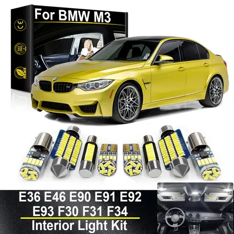 BMW 3 시리즈 E36 E46 E90 E91 E92 E93 F30 F31 F34 316 318 320 328 325 330 335 M3 1993-2017 LED 실내 조명 키트 Canbus
