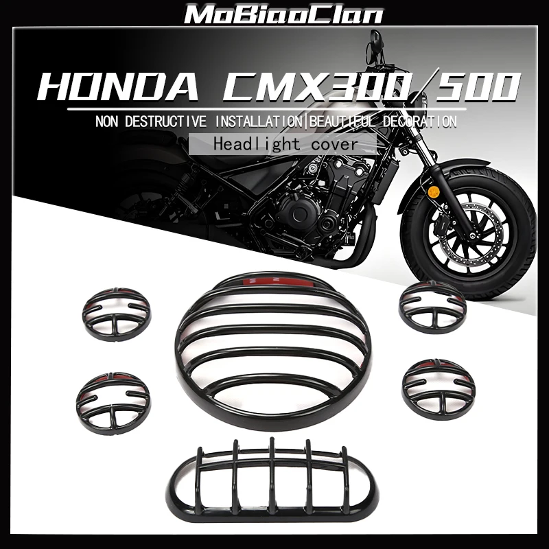 For Honda 2020-2023 Rebel CMX 500 300 1100 Motorcycle Model Matt Black Headlight Turn Signal Taillight Grill Coverf