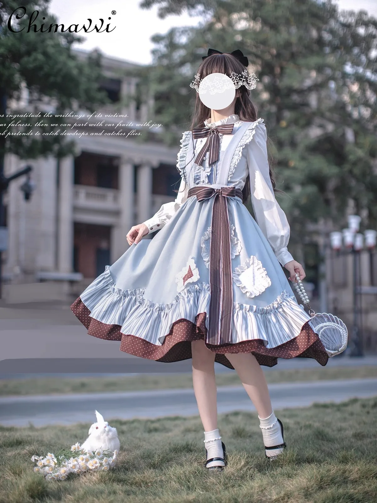 

Original Preppy Style Lolita Dress Sets New Autumn Women's Vintage Bowknot Long Sleeve Shirt Ruffled Vest Dress Elegant Outfits