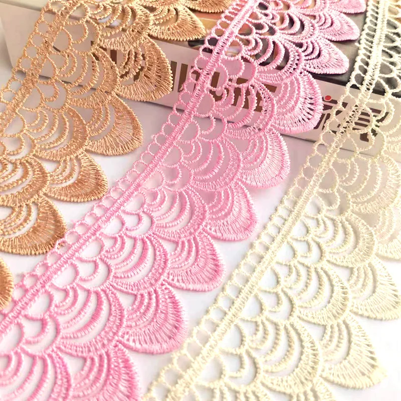 

15Yards Water Soluble Lace Trim Embroidered Edge Clothes Headband DIY 6cm Width Fabric