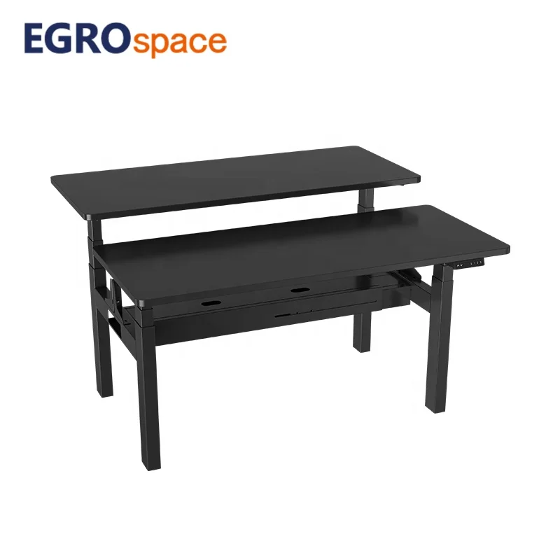 

Office Height Electric Adjustable Ergonomics Standing Face to Face Dual Motor Sit Stand Table Desk