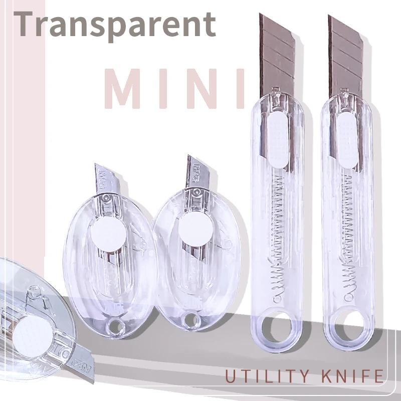 Aesthetic Stationery office gadgets small cutter Pocketknives Box cutter transparent utility knife Package Mini pocket knife