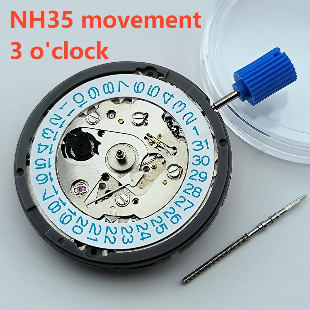 

watch movement N H35 movement Blue letters automatic mechanical movement with 3 o'clock date window men's watch accessories