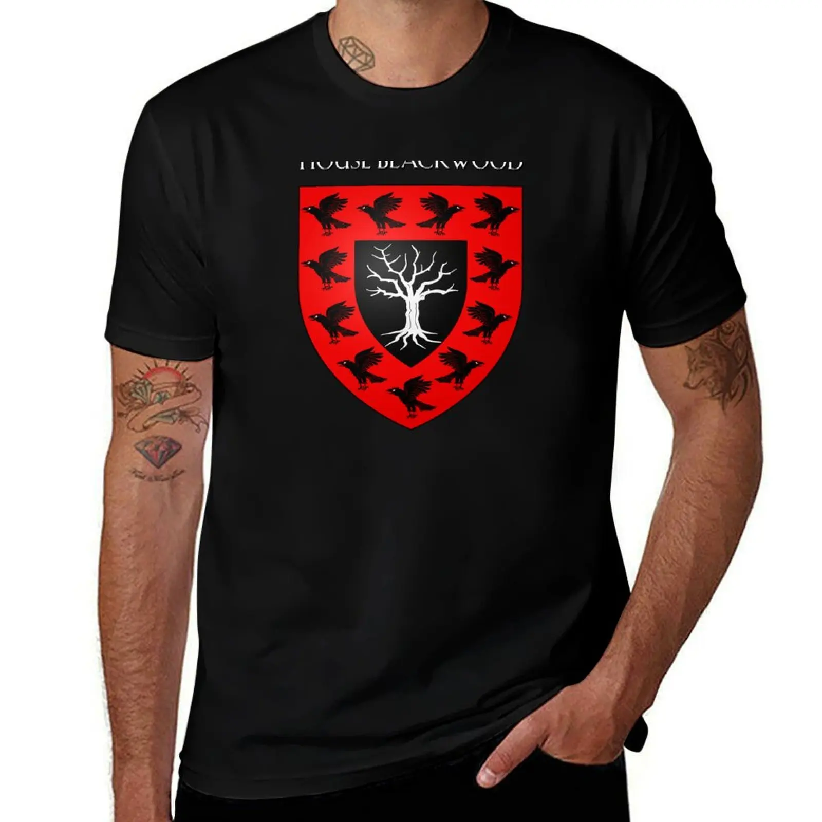 House Blackwood Coat of Arms Heraldry Sigil - A Song of Ice and Fire T-Shirt Basic Plain Tee for Spring and Summer T-Shirt