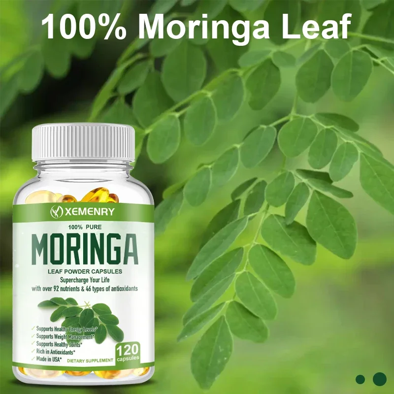 Cápsulas orgánicas de Moringa, superalimento verde vegano nutritivo para lactancia, 120 cápsulas