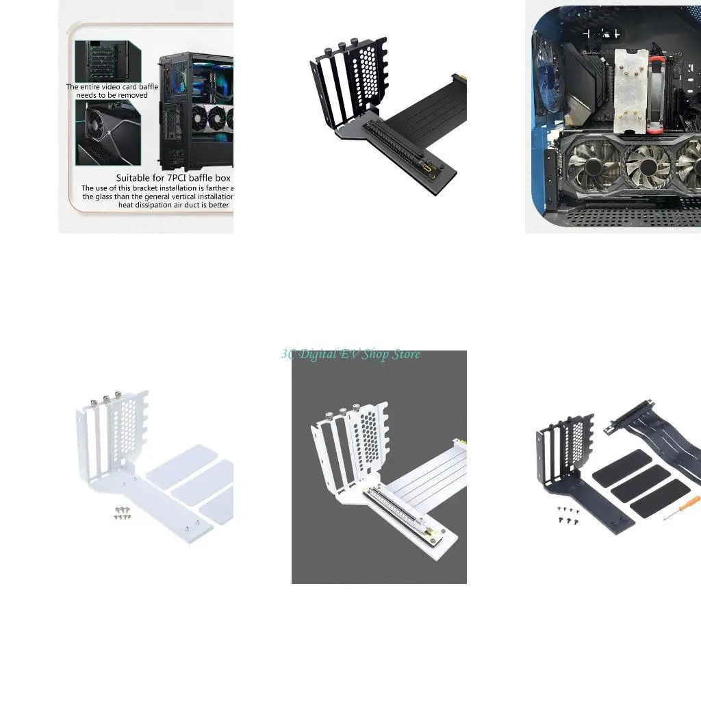 

E74D Вертикальный кронштейн держатель GPU+Gen4/3 PCIe 3 0 16x Exer Extender Cable 25 см.