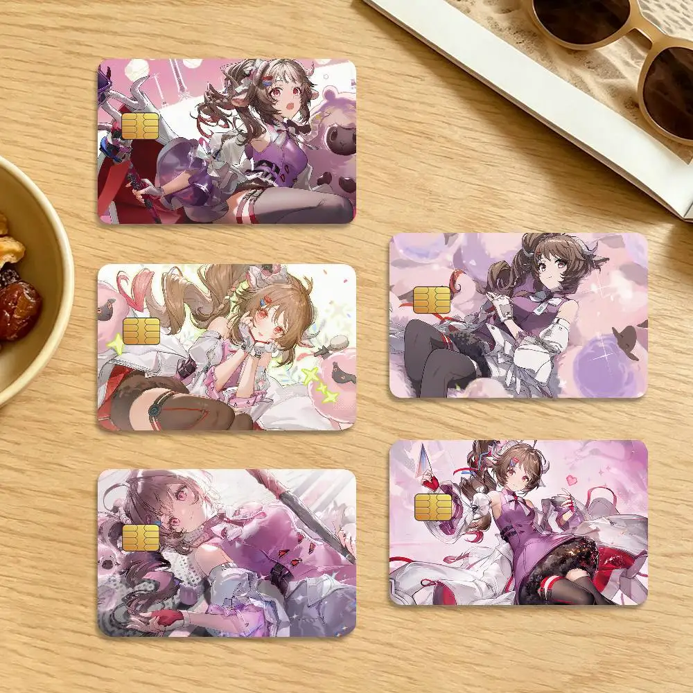 Game A-Arknights Endfield Ardelia 4Pcs Waterproof Scratch Resistant Card Skin Stickers Fashion Decorative for Credit Debit Bank
