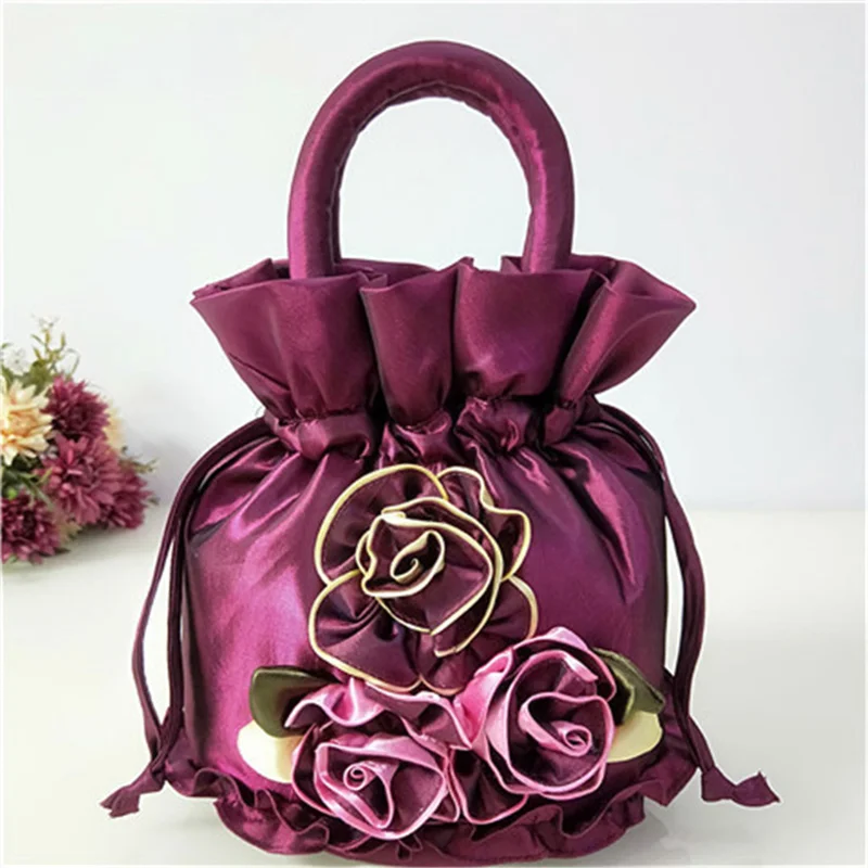 Rilibegan Lady Mobile Phone Bag Coin Purse Dinner Bag Lady Handbag Makeup Bag Flower Bucket Bag Chinese Style Small Bag