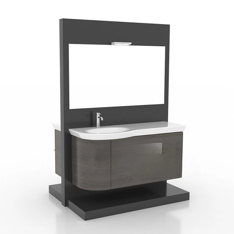

Wooden shower Bathroom Washbasin Faucet Shower head Display stand with mirror