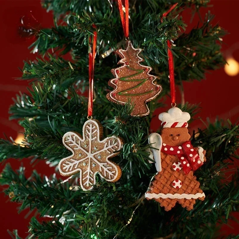 

2024 Christmas Decoration Pendant Tree Snowflake Gingerbread Man Drop Ornaments Home Navidad Xmas Party Decor New Year Gifts