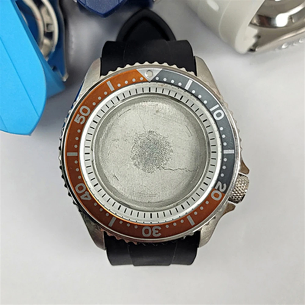 41.5MM 316l Steel Case Black Rubber Strap Dual-Color Sub Bezel Diving Watch Parts for NH35 NH36 4R Movement