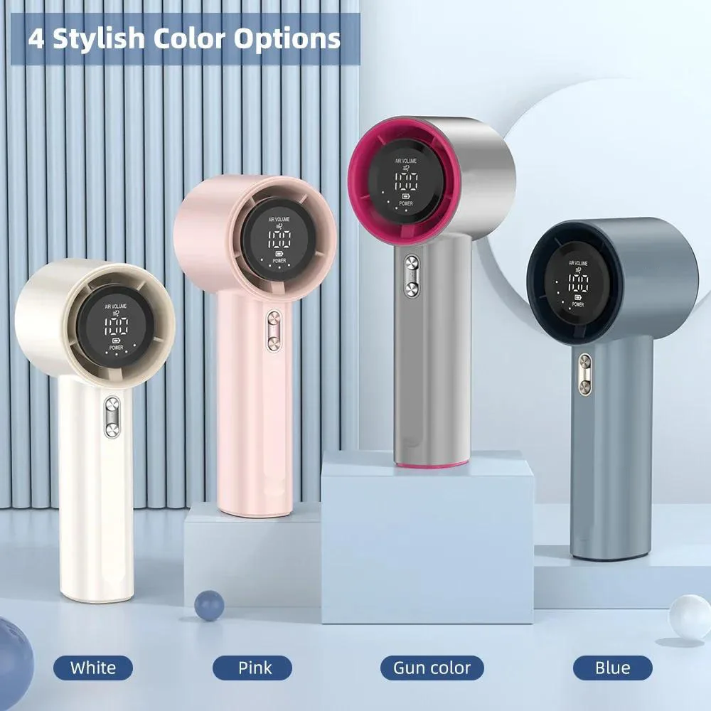 Mini Fan Rechargeable Strong Wind 100 Gear Wind Speed Electric Fan Digital Display Adjustable Turbo Portable Outdoor Handheld