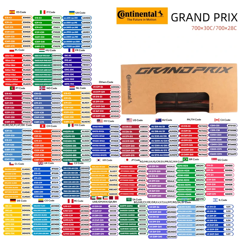 Continental Grand Prix Placket Rennradreifen Größe 700x28c 700x30c Schwarz und Braun Außenreifen Fahrrad Original