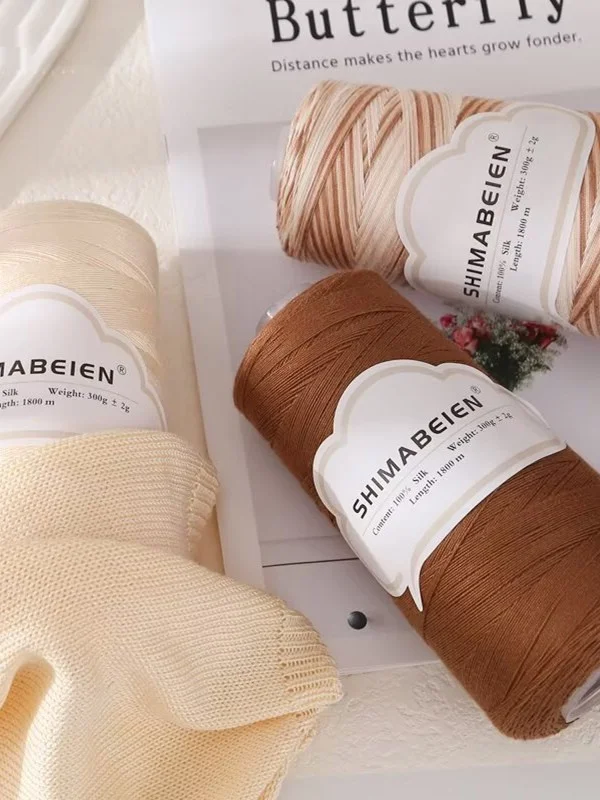 

7th Silk Cotton Lace Soft Skin-friendly Smooth Drapy Crocheted ort Sve Summer Dr Silk Yarn Hand Knitting Fabric