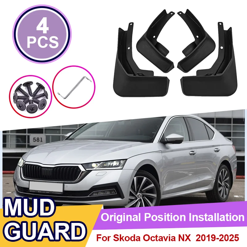 

Front Rear Mudguards For Skoda Octavia NX MK4 2019~2025 Car Mud Flaps Flares Splash Guards Anti Sludge Fender Car Accessories