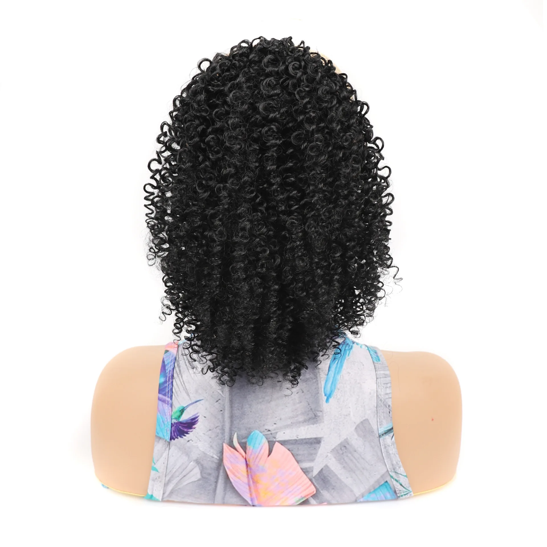 Synthetic Ponytail for Black Women Afro Kinky Curly Ponytail Drawstring Middle Length Hair Piece Ombre Color Easy to Use M003