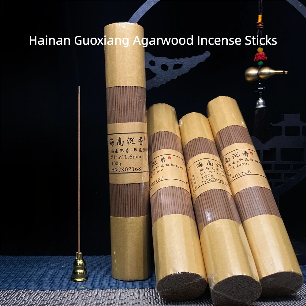 Hainan Guoxiang Agarwood Incense Sticks 100g,Aromatherapy for Tea Time/Home/Indoor Use,Natural 3-Star Agarwood Incense Sticks