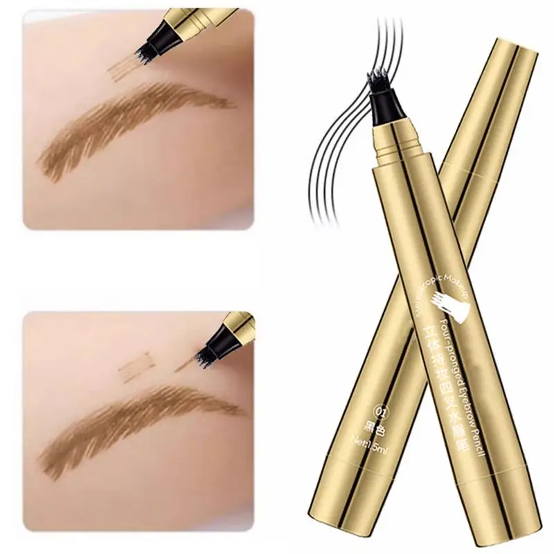 1pcs Four Headed Liquid Eyebrow Tattoo Pencil Waterproof And Sweat-Proof Black Brown Liquid Brow Pen Makeup Cosmetics