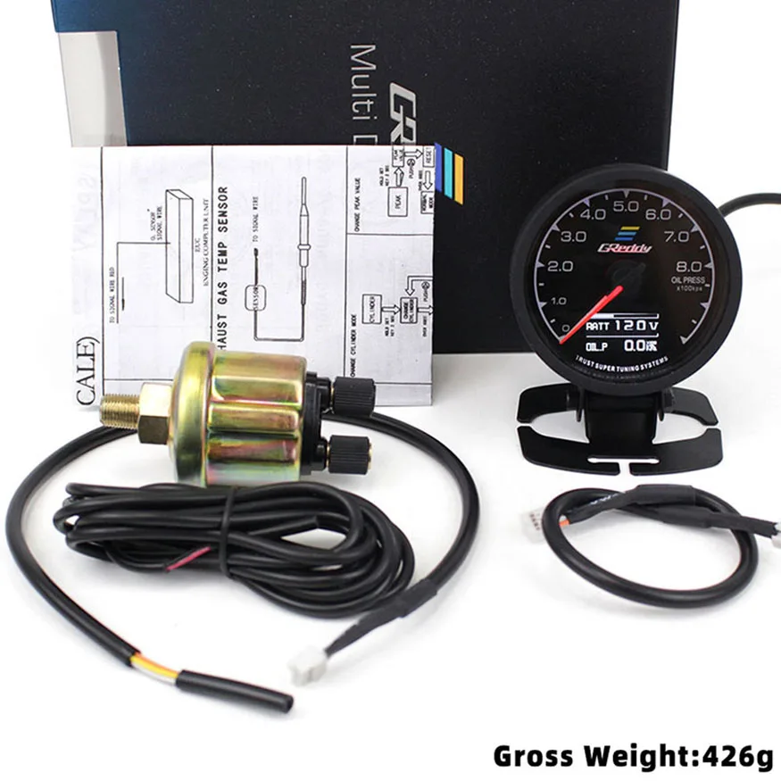جهاز قياس جريدي 7 ألوان شاشة LCD رقمية ضغط زيت تربو درجة حرارة الماء فولت تفريغ دورة في الدقيقة الجهد وقود الهواء مقياس درجة الحرارة JDM #5