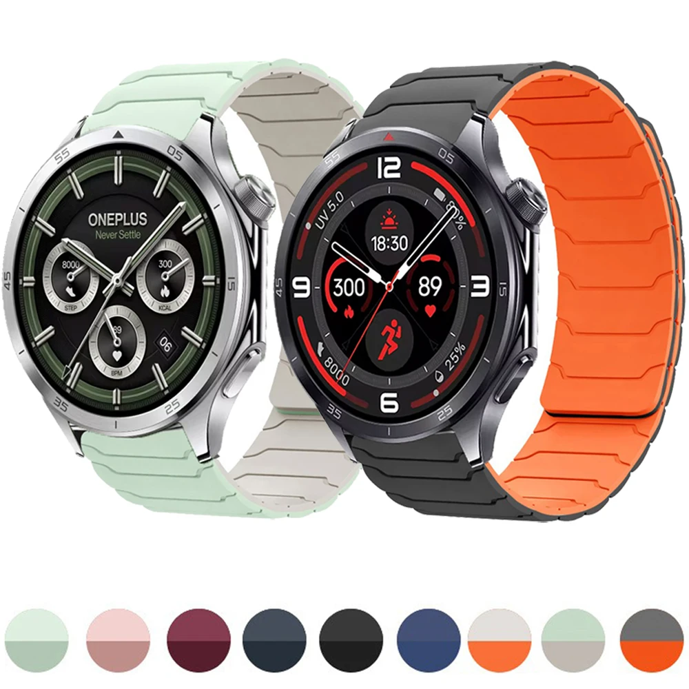 20 22mm Silicone Strap for OnePlus Watch 46mm/OnePlus Watch 3 2 2R Magnetic Wristband for OPPO Watch X/X2/4 Pro Bracelet Correa