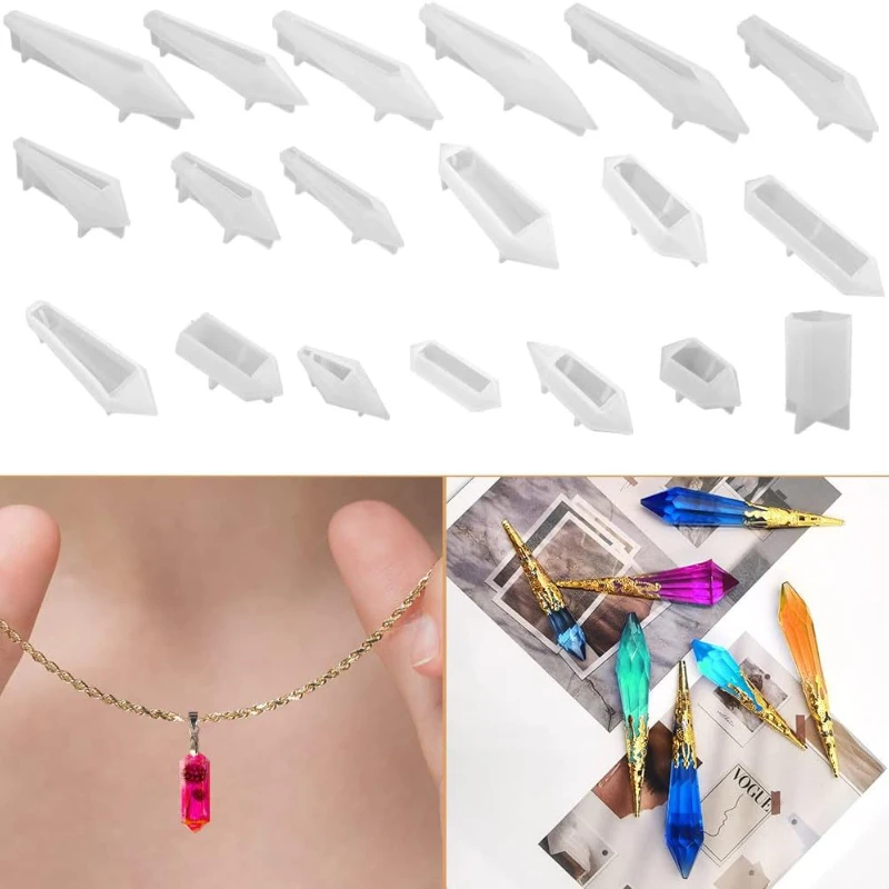DIY Crystal Pendulum Epoxy Resin Molds Necklace Pendant UV Resin Transparent Silicone Mould For Jewelry Finding Making Tool