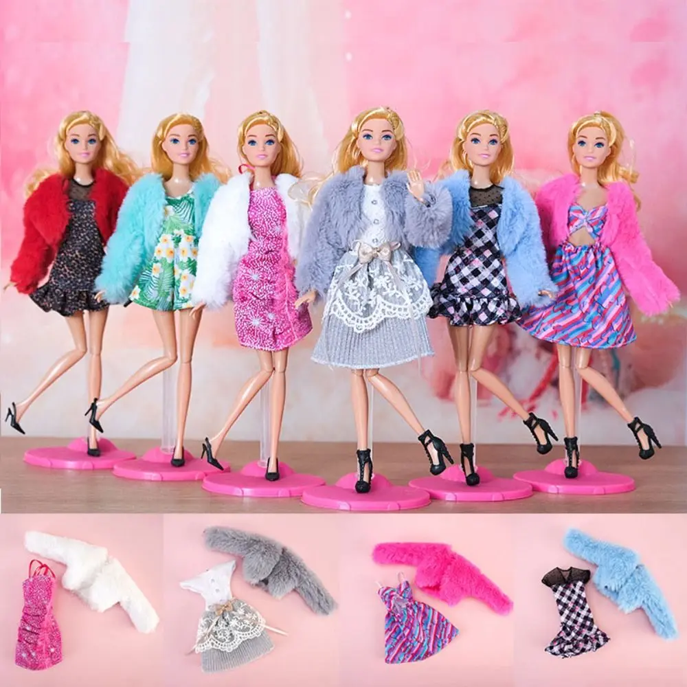 Casual Wear Doll Fashion Clothes Handmade Winter Doll Dress DIY Girl Gift Accessories Plush Coat Skirt 1/6 Doll/29~32 cm Doll