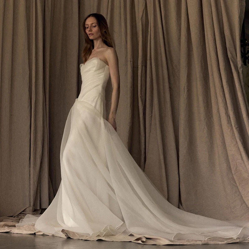 

Eightree Boho Beach Wedding Dress for Women Mermaid Sweetheart Sleeveless Sweep Train Bride Dresses Customized Vestidos De Novia