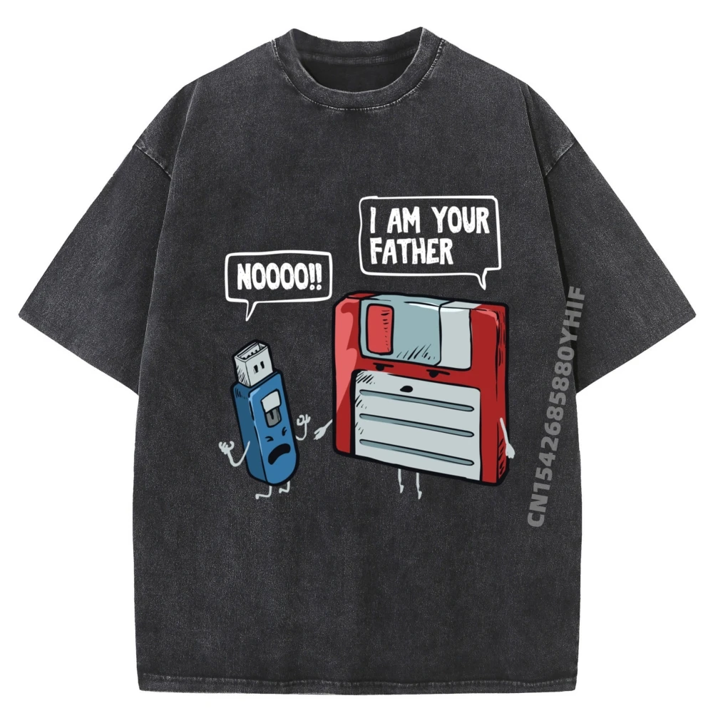 

Floppy Usb Flash Drive For A Computer Nerd Graphic T Shirts Men Winter Funny Washed New Year Tee Shirt for Men