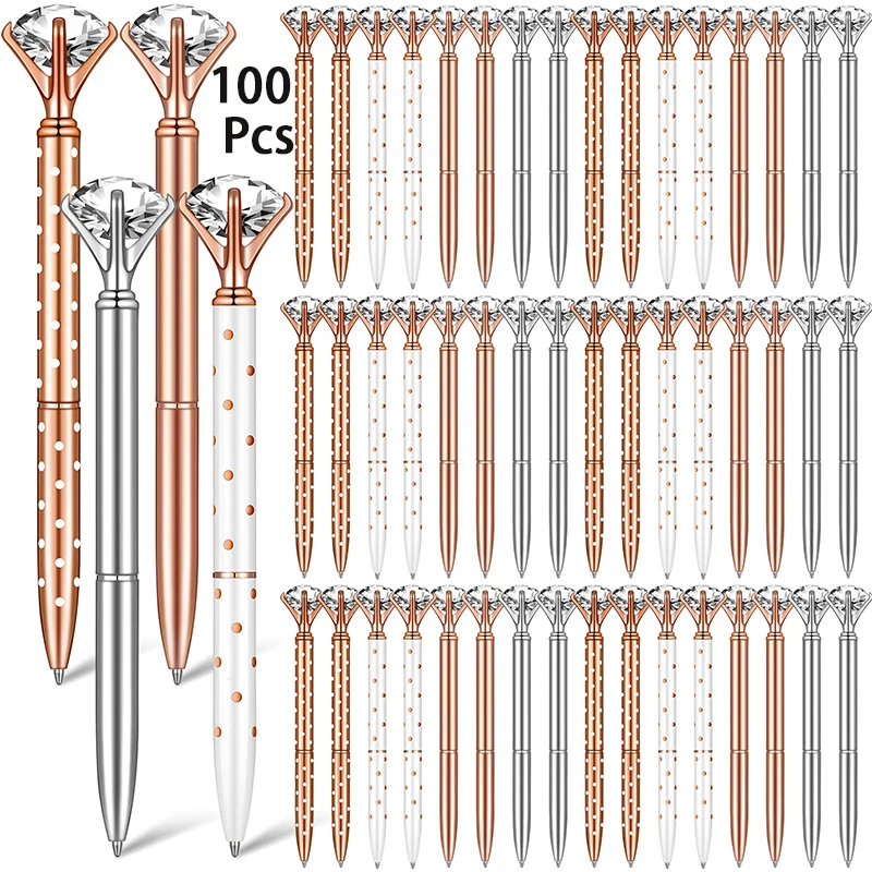 big crystal diamond metal caneta esferografica material de escritorio canetas de presente natal casamento aniversario 100 pcs 01
