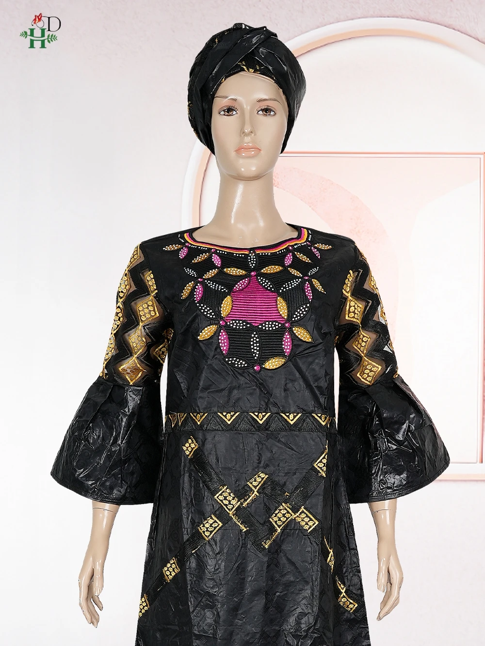 

Африканское платье для женщин, традиционные платья, турецкое платье, Абая, роскошная элегантная черная африканская одежда с вышивкой 2024, Bazin Riche