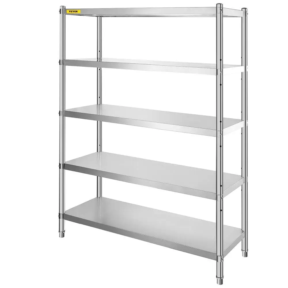 

Heavy Duty Stainless Steel Shelves 47.5x18 Inch 5 Tier Adjustable Rack Storage Unit for kitchen Office Garage