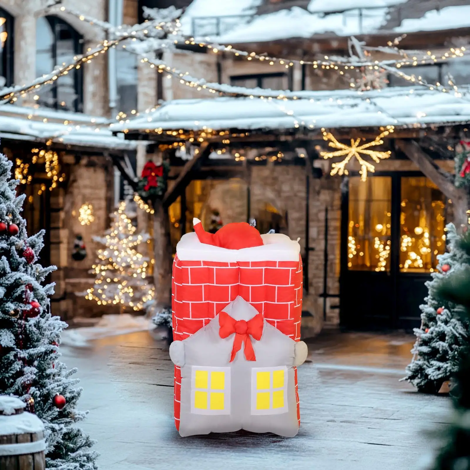 

Santa Up Down Inflatable Christmas Home Decoration Seven Foot Outdoor Blow Up with LED Lights for Yard Holiday Festive Scene