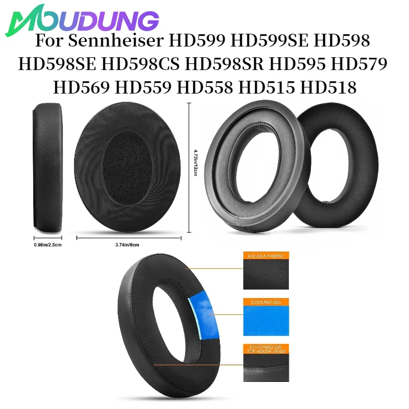 

MOUDUNG Replacement Cooling gel earpads for Sennheiser HD599/HD598/SE/CS/SR/HD595/HD569/HD558/HD518/HD515/Game Zero/G4ME Zero