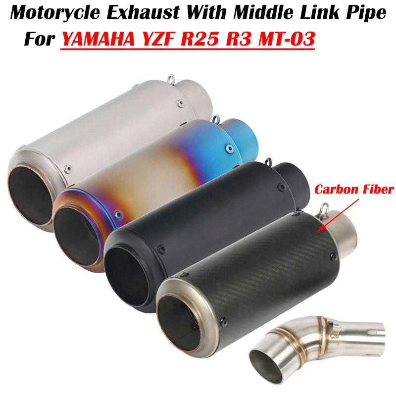 

Slip On For YAMAHA YZF-R3 R25 R3 MT-03 MT-25 MT03 MT25 Motorcycle Exhaust Escape Modified System Muffler With Middle Link Pipe