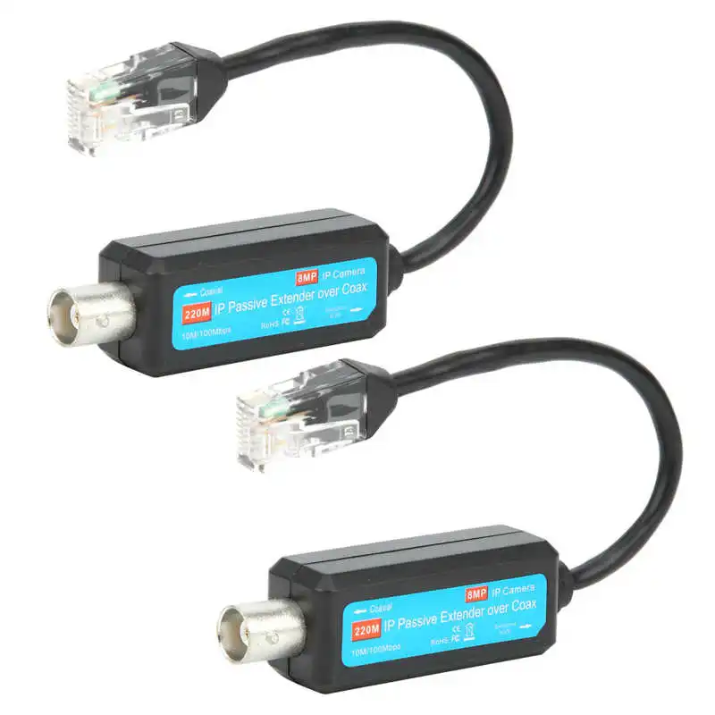 Pair IP Passive Extender Over Coax Coaxial Network Transmitter 8MP HD for Web Camera new