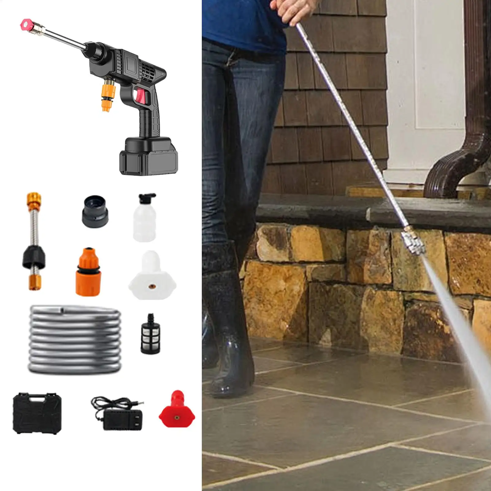 Lavatrice per auto ad alta pressione Lavaggio per auto Spruzzatore potenziato della pressione Strumento di pulizia per bacchetta per lavatrice per doccia efficiente multifunzionale