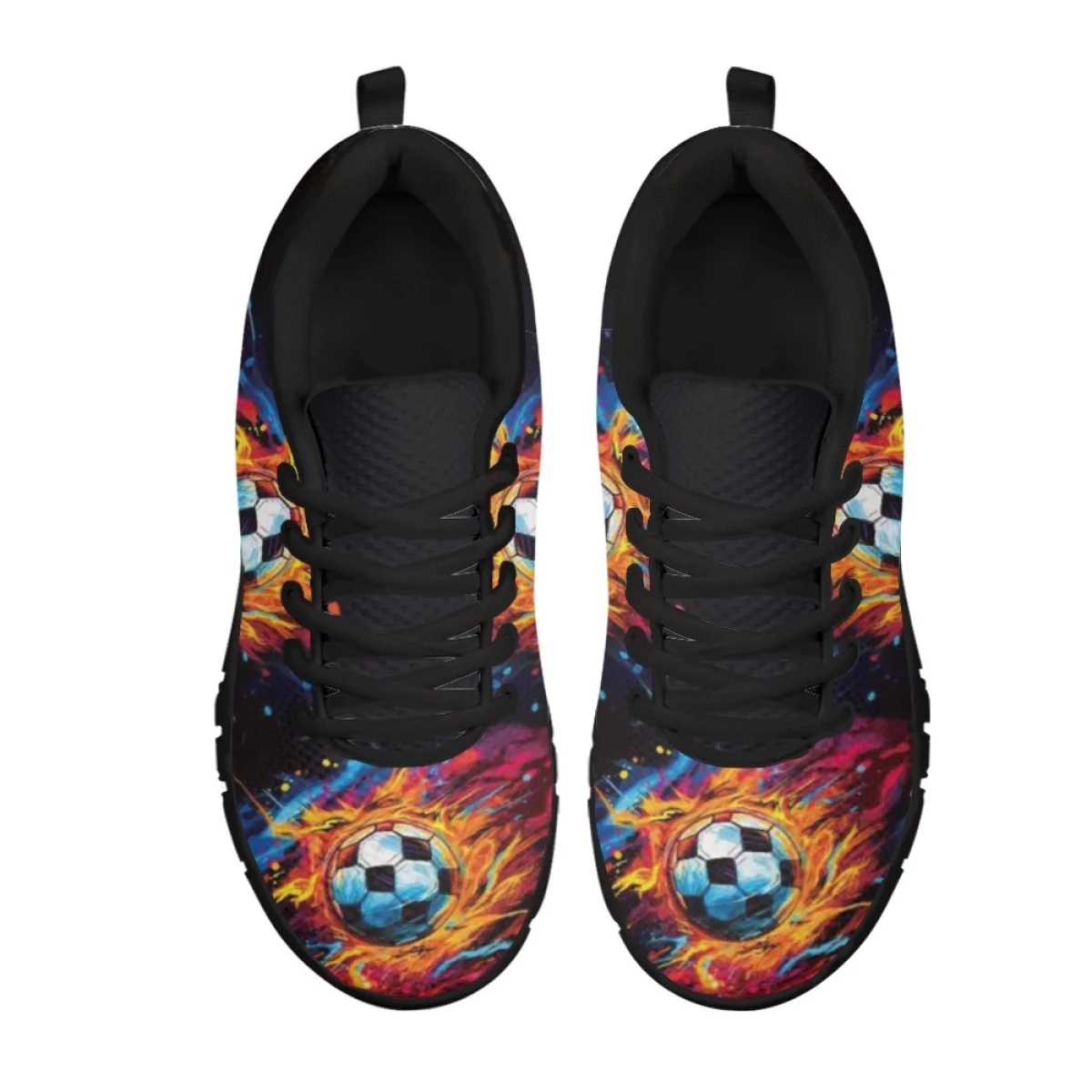 INSTANTARTS Cool Burning Soccer Design Flat Shoes Lightweight Lace-up Running Sneakers Casual Mesh Shoes for Women Zapatos Mujer image 3