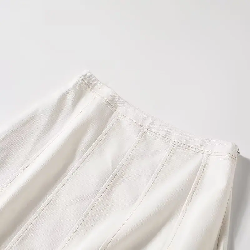 Maxdutti Minimalistischer, stilvoller und eleganter weißer Faltenrock für Damen, Jeansröcke, Falda, hohe Taille, A-Linie, Minirock für Damen