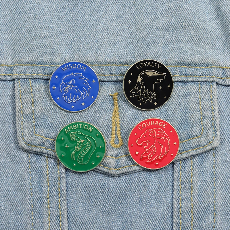 Courage Wisdom Ambition Loyalty Enamel Pins Magic World Brooches Lapel Backpack Badge Jewelry Gifts For Friends