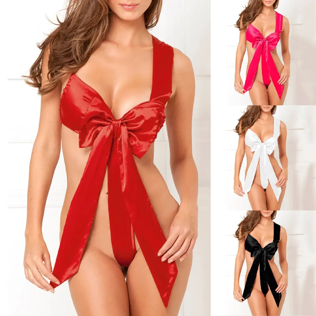 

Sexy Three-Point One-Piece Christmas Multicolor Erotic Underwear with Butterfly Knot Seductive Costume Set