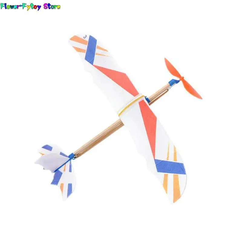 DIY Airplane Glider Assembly Model Toys For Children Hand Throw Flying Glider Planes Elastic Rubber Band Powered Flying Plane